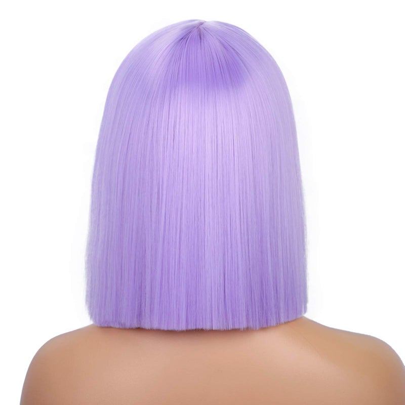 ENTRANCED STYLES Purple Wig Straight Bob Hair 12 Inch Synthetic Lavender Wigs for Women Colorful Cosplay High Temperature Heat Resistant Wig - Image 5